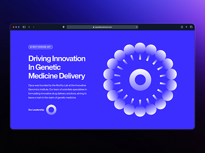 opusbiosciences: AI Lipid Nanoparticle | CTA Section UIUX 2d biology biotech biotech landing page biotech web design biotech website circular clean gradient illustration lipid nanoparticle minimal modern molecule nanoparticle purple science website therapeutics website ultraviolet web design