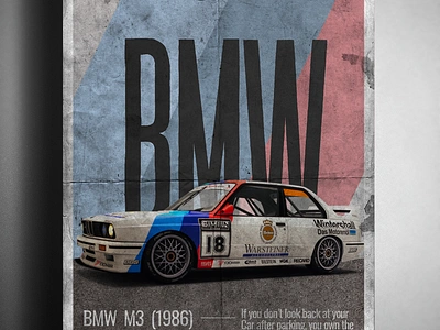 BMW M3 Poster Design adobe illustrator adobe photoshop banner bmw branding colours cover art design dribble graphic design graphic designer portfolio poster social media typography ui vintage wall hanging