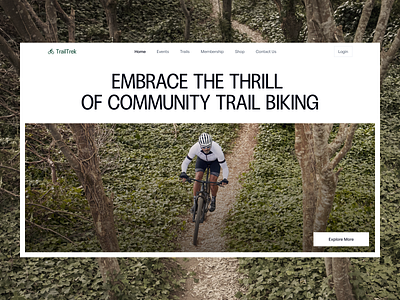 TrailTrek - Trail Run Community🚴 bike hero landing page swiss ui trail trail bike trail community web design website design