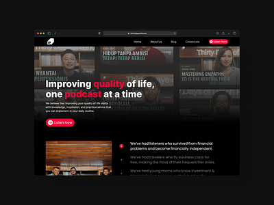 TDOL - Landing Page Redesign clean dark mode design episode homepage landing page page podcast radio redesign song speaker spotify streaming ui ux voice youtube