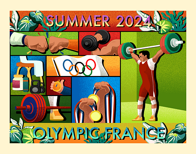 Weightlifting - Summer Olympic Illustration digital illustration france gradient illustration olympic 2024 olympics olympics illustration paris paris olympic rora sisters summer summer illustration vector illustration weightlifting