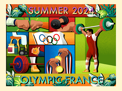 Weightlifting - Summer Olympic Illustration digital illustration france gradient illustration olympic 2024 olympics olympics illustration paris paris olympic rora sisters summer summer illustration vector illustration weightlifting