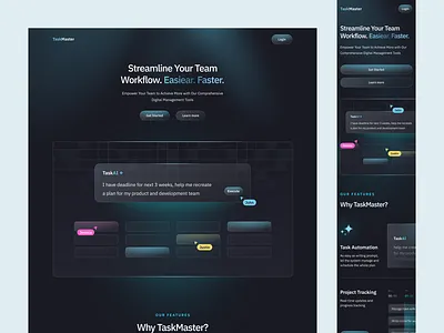 AI powered task management ai automation landing page management ui ux web design website workflow