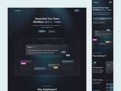 AI powered task management ai automation landing page management ui ux web design website workflow