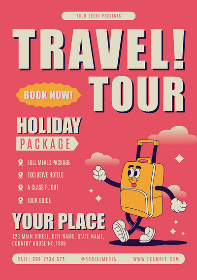 Travel Tour Flyer branding brochure flyer graphic design illustration typography ui ux vector