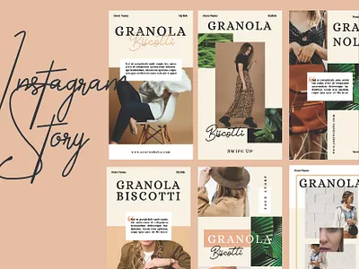 Granola Biscotti Stories Template branding brochure design flyer graphic design illustration instagram stories promo stories template typography ui vector