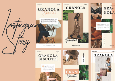 Granola Biscotti Stories Template branding brochure design flyer graphic design illustration instagram stories promo stories template typography ui vector