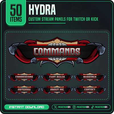 Hydra theme Panels | 50x Twitch Panels set darkness panel