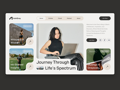 AshGray – Personal Blog Hero Section blog design blog layout blog template blogger sunite blogging tools creative blog design inspiration digital design figma lovers figma template modern blog personal blog ui inspiration ui showcase ui trends ux ui web design website template