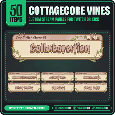 Vines Twitch Panels | Customize Text Twitch Panels kawaiii panels