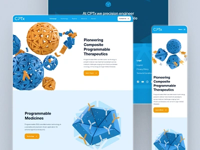 cptx.bio: Programmable DNA Therapeutics | Biotech Website UI 3d 3d protein biology biotech biotech web design biotech website blue clean dna dna origami landing page minimal modern molecule nanoparticle nanotechnology programmable dna protein responsive science