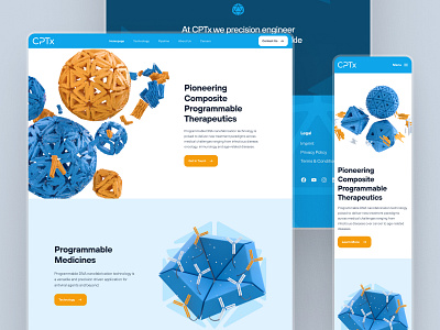 cptx.bio: Programmable DNA Therapeutics | Biotech Website UI 3d 3d protein biology biotech biotech web design biotech website blue clean dna dna origami landing page minimal modern molecule nanoparticle nanotechnology programmable dna protein responsive science