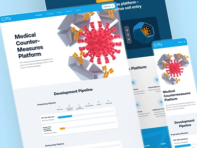 cptx.bio: Programmable DNA Virus Trap Pipeline Page UIUX biology biotech biotech landing page biotech web design blue dna drug discovery nanoparticle pipeline pipeline page protein red responsive science science web design science website therapeutics virus virus trap web design