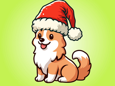 Cute Christmas Corgi Standing Cartoon Vector christmas corgi cute dog dog vector