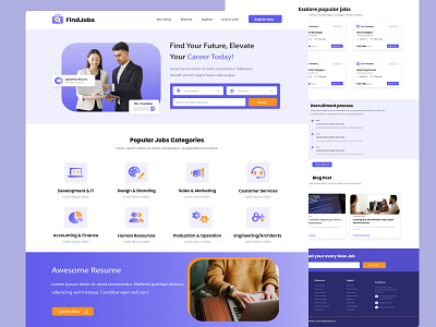 Job Finder Landing Page animation career employment graphic design hire hiring platform job job finder job listing job portal job search job seeker landing page linkedin ui ui design vacancy website workfinder