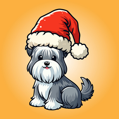 Cute Christmas Skye Terrier vector Standing Cartoon Vector cut dog dog vector vector. dog