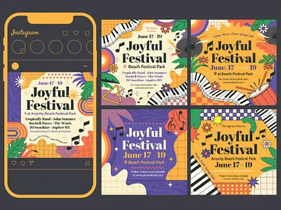Joyful festival post branding brochure festival post flyer graphic design illustration instagram post promo social media post typography vector