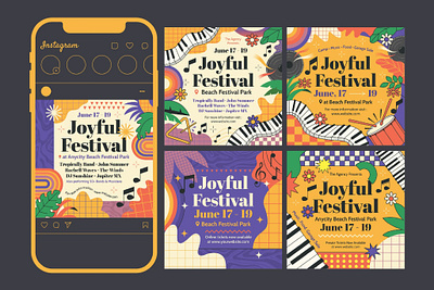 Joyful festival post branding brochure festival post flyer graphic design illustration instagram post promo social media post typography vector