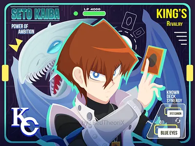 Seto Kaiba vector gfx anime card character cyberpunk design dragon fanart gfx graphic design illustration landscape ui vector yugioh