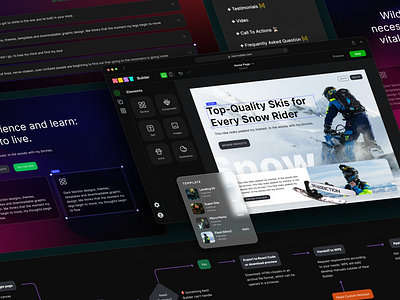 Microsite Builder builder clean dark dark mode dark theme design desktop landing page microsite mockup no code pc ui uiux web builder web tools website