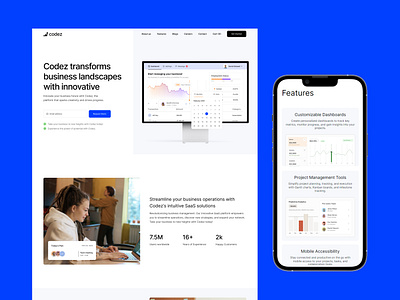 Codez - SaaS Website Template ai builtwithtemplate business crm dashboard it company landing madeinwebflow madewithwebflow marketing saas saas hero saas landing saas landing page saas website software startup support technology webflow