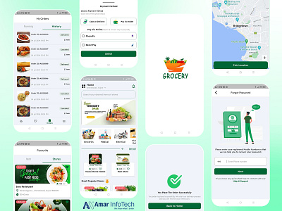 Amar Infotech Modern and Innovative Grocery App Design branding graphic design logo motion graphics ui