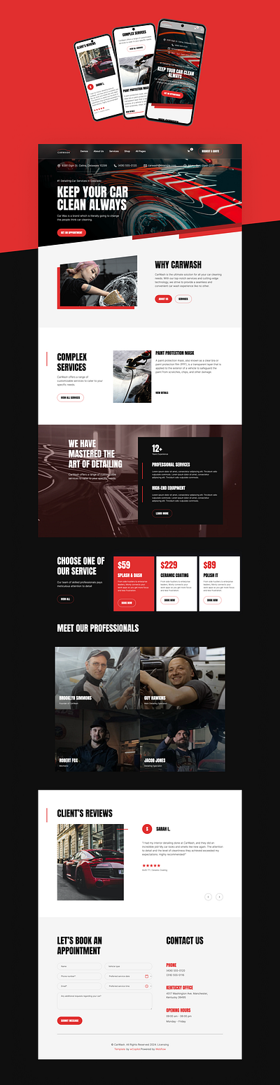 Car Wash car wash template figma design professional template responsive design ui design webdesign webdesigners webflow webflow design webflow designer webflow designers webflow template webflow website website design