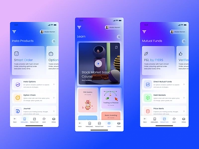 FYERS branding colour figma homescreen mobile mobilescreens tool tranding ui