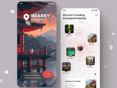 Travel Guide - Nearby trending places design figma map travel app travel guide ui ui design uiux uiux design