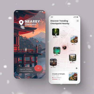 Travel Guide - Nearby trending places design figma map travel app travel guide ui ui design uiux uiux design