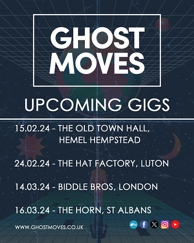 local band gig schedule graphic / flyer