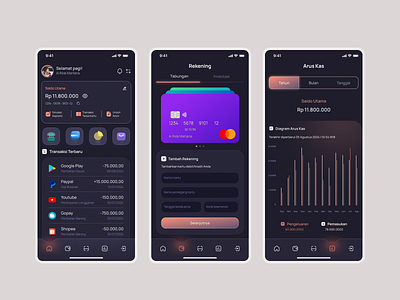 FinTrack - Fintech bank dark mode finance app fintech glassmorphism ui design ux design