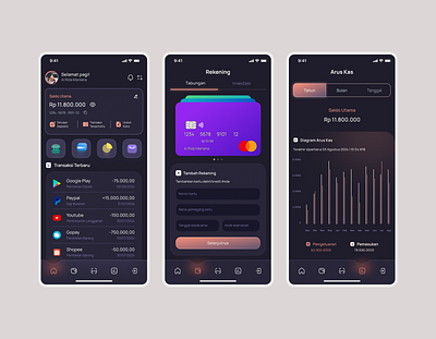 FinTrack - Fintech bank dark mode finance app fintech glassmorphism ui design ux design