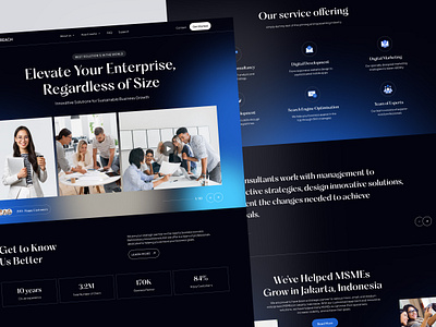 Business Analysis Landing Page #Full Version analysis blue build a business business dark mode growth landing page user interface web design