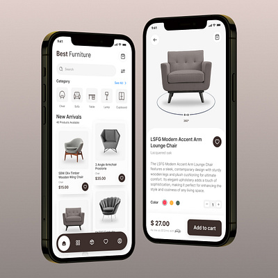 Furniture Mobile App app design design figma furniture app mobile app mobile app design ui ui design uiux uiux design