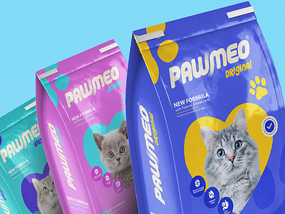 Pawmeo Brand Design 3d animal animation blender branding cat cgi client commercial design digital food graphic design illustration illustrator logo motion graphics pawmeo product vector