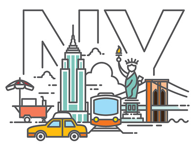 I Wanna go to NY graphic design illustration lineart newyork vector vectorart