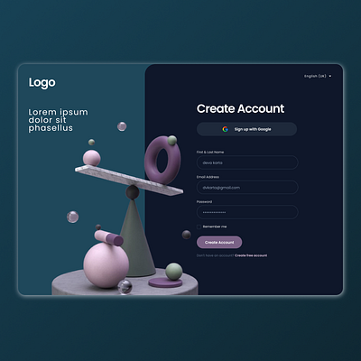 Modern 3D Themed Sign-Up Page Design visual design