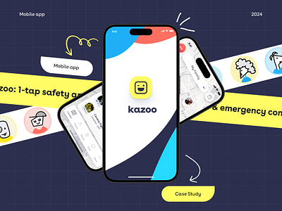 Kazoo app iOS case study appinnovation appsecurity emergencyapp emergencyresponse illustration design instantalerts livestream mobilesafety safetyapp safetyfeatures safetysolutions uidesign