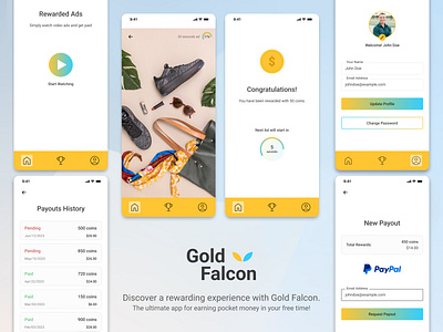 Rewarding App UI design app crypto custom design earning gold ios minimal mobile modern rewards simple ui unique