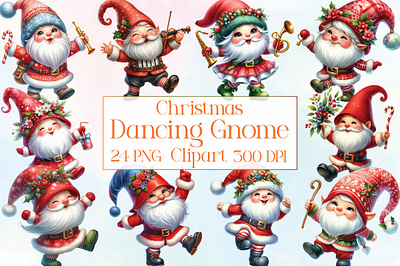 Christmas Dancing Gnome Sublimation holiday png