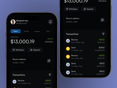 Casino: mini telegram app UI design concept casino telegram app crypto wallet dark mode dark theme design fintech app homepage mini telegram app mobile app design send crypto telegram app ui uiux ux web3 ui design