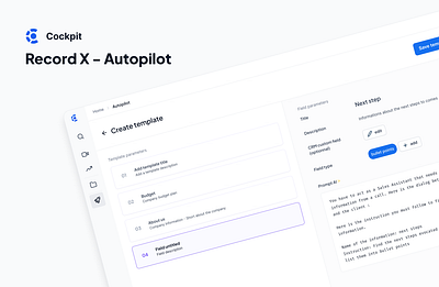 Cockpit - RecordX Autopilot ai crm flow hubspot product productdesign template ui ux workflow