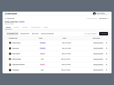 List of candidates - HR Recruitment software candidates clean hr hr candidates hr software hr software candidates interview interview saas interviews list of list of candidates list of interviews list of members product design recruitment recrutiment saas saas candidates saas hr saas software table