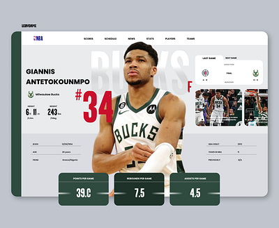 NBA Player Profile app branding design graphic design illustration logo ui ux