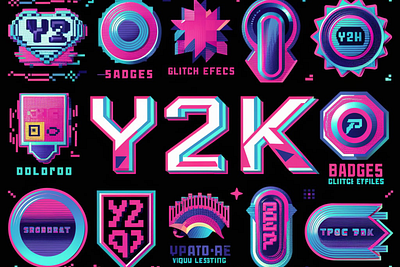 Y2K 240 Shapes Badges Graphic Styles design graphic design illustration vector