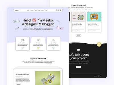 Meeko - Portfolio Webflow Template agency branding brutalism colorful design gradient illustration logo neo neo brutalism personal portfolio template theme ui ui design web design webflow