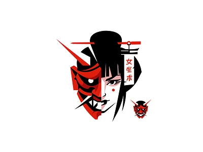 hannya girl character girl hannya girl illustration japan japanese logo