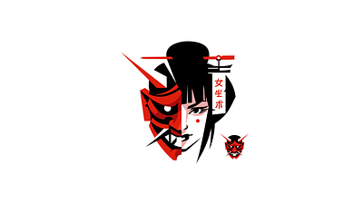 hannya girl character girl hannya girl illustration japan japanese logo