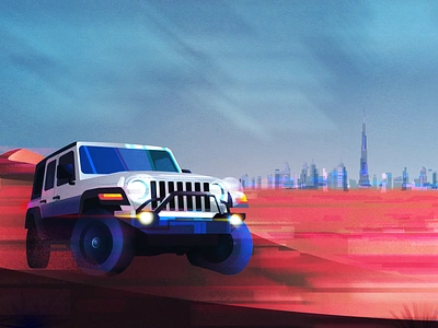 Jeep Wrangler branding burj colors dubai illustration illustrations jeep vector